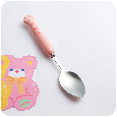 2kom Kawaii patka Žlica Vilica Set pribora za jelo za djecu Školski slatki korejski prijenosni pribor za jelo od nehrđajućeg čelika Kuhinjsko posuđe