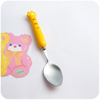 2kom Kawaii patka Žlica Vilica Set pribora za jelo za djecu Školski slatki korejski prijenosni pribor za jelo od nehrđajućeg čelika Kuhinjsko posuđe