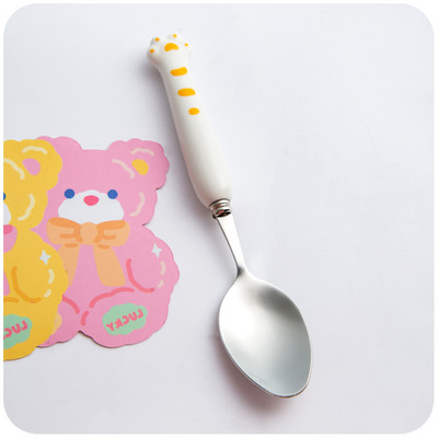 2kom Kawaii patka Žlica Vilica Set pribora za jelo za djecu Školski slatki korejski prijenosni pribor za jelo od nehrđajućeg čelika Kuhinjsko posuđe