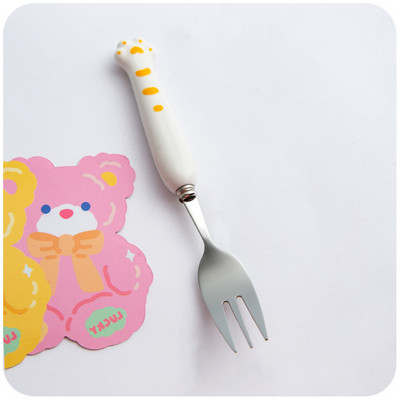 2kom Kawaii patka Žlica Vilica Set pribora za jelo za djecu Školski slatki korejski prijenosni pribor za jelo od nehrđajućeg čelika Kuhinjsko posuđe