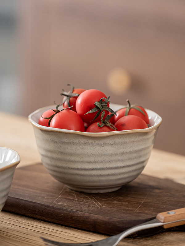 Dubenys Japoniški Retro ryžių dubuo Buitinė Virtuvė Namai Praktiškas Paprastas Gėlių kraštas Ekologiškas Naujas Produktas Dryžuotas