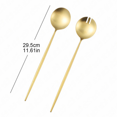 Σαλάτα σερβιρίσματος Πιρούνι Κουτάλι 29,5 εκ. Σετ μαχαιροπήρουνα Σερβίτσιο σερβιρίσματος με μακρύ χερούλι Πιρούνι διακομιστή μαγειρέματος 304 ανοξείδωτο