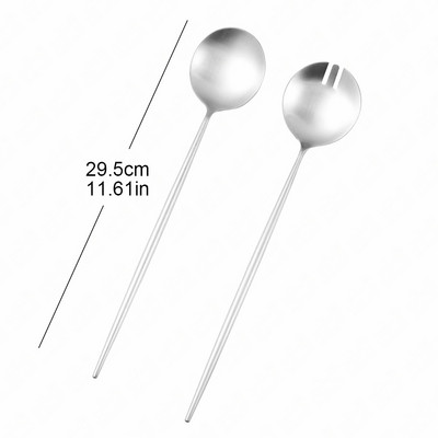 Σαλάτα σερβιρίσματος Πιρούνι Κουτάλι 29,5 εκ. Σετ μαχαιροπήρουνα Σερβίτσιο σερβιρίσματος με μακρύ χερούλι Πιρούνι διακομιστή μαγειρέματος 304 ανοξείδωτο