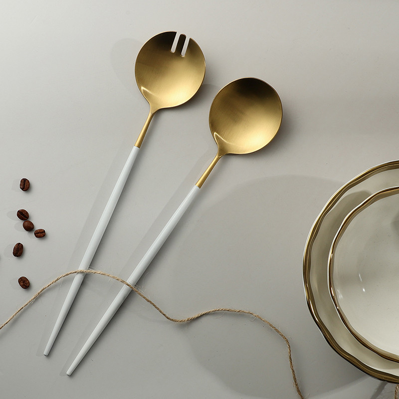 Σαλάτα σερβιρίσματος Πιρούνι Κουτάλι 29,5 εκ. Σετ μαχαιροπήρουνα Σερβίτσιο σερβιρίσματος με μακρύ χερούλι Πιρούνι διακομιστή μαγειρέματος 304 ανοξείδωτο