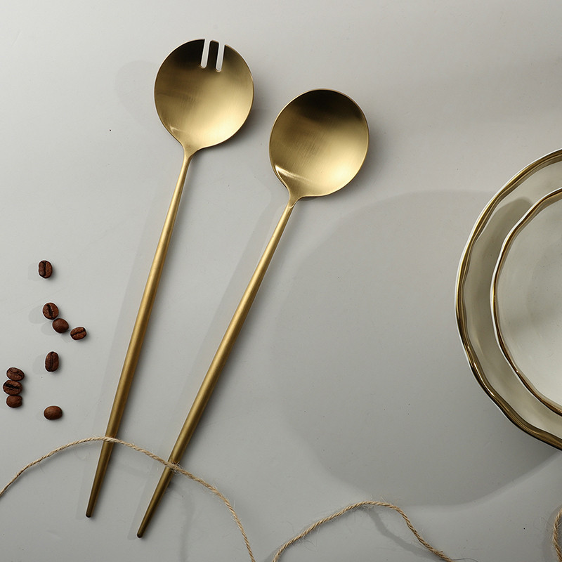 Σαλάτα σερβιρίσματος Πιρούνι Κουτάλι 29,5 εκ. Σετ μαχαιροπήρουνα Σερβίτσιο σερβιρίσματος με μακρύ χερούλι Πιρούνι διακομιστή μαγειρέματος 304 ανοξείδωτο