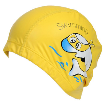 Детски шапки за плуване Карикатура PU покритие Шапка за плуване Еластична, водоустойчива, мека, удобна, екологична, за дамски аксесоари