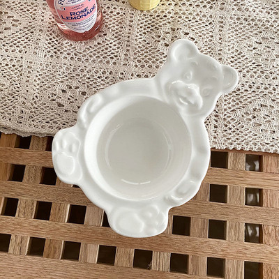 Korėjietiško stiliaus mielas meškiukas desertinis dubuo vaisių salotos pusryčių pieno dribsnių dubuo keraminiai indai mergaitės širdis