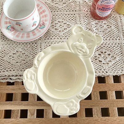 Korėjietiško stiliaus mielas meškiukas desertinis dubuo vaisių salotos pusryčių pieno dribsnių dubuo keraminiai indai mergaitės širdis