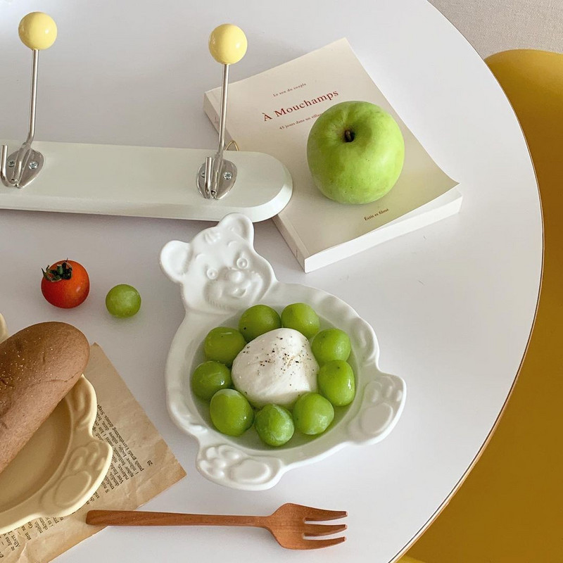 Korėjietiško stiliaus mielas meškiukas desertinis dubuo vaisių salotos pusryčių pieno dribsnių dubuo keraminiai indai mergaitės širdis