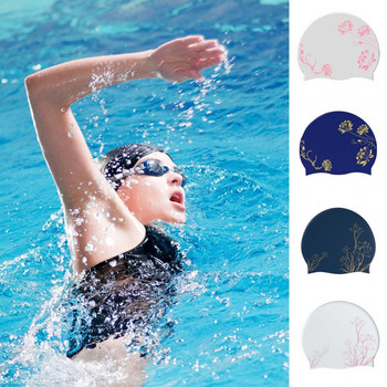 Πρακτικό καπέλο κολύμβησης Εξαιρετικό μοτίβο για ενήλικες Καπέλο κολύμβησης Υπερελαφρύ πολλαπλών χρήσεων μακριά κοντά μαλλιά Γυναικείο αθλητικό καπέλο κολύμβησης