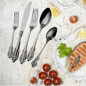 Blizgus juodas nerūdijančio plieno stalo įrankių rinkinys, senovinių stalo įrankių rinkinys, galima plauti indaplovėje, prabangūs sidabro dirbiniai, vestuvės, viešbutis, 1 vnt., 10