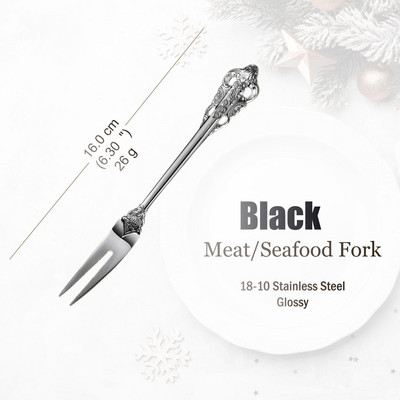 Blizgus juodas nerūdijančio plieno stalo įrankių rinkinys, senovinių stalo įrankių rinkinys, galima plauti indaplovėje, prabangūs sidabro dirbiniai, vestuvės, viešbutis, 1 vnt., 10