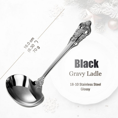 Blizgus juodas nerūdijančio plieno stalo įrankių rinkinys, senovinių stalo įrankių rinkinys, galima plauti indaplovėje, prabangūs sidabro dirbiniai, vestuvės, viešbutis, 1 vnt., 10