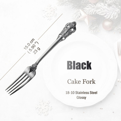 Blizgus juodas nerūdijančio plieno stalo įrankių rinkinys, senovinių stalo įrankių rinkinys, galima plauti indaplovėje, prabangūs sidabro dirbiniai, vestuvės, viešbutis, 1 vnt., 10