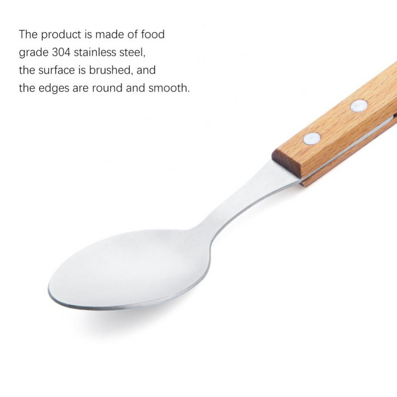 Nerūdijančio plieno indų rinkinys virtuvės valgomojo peilis šakutė šaukštas buko medinės rankenos stalo indų rinkinys namuose Aukštos kokybės dovana