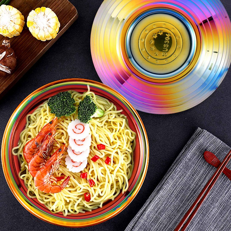 Apvalus dubuo su makaronais, dviejų sluoksnių nuo nuplikimo indai, skirti karštam puodo padažui, sriubai, ryžiams, dideliam rameno dubeniui, nerūdijančio plieno dubuo