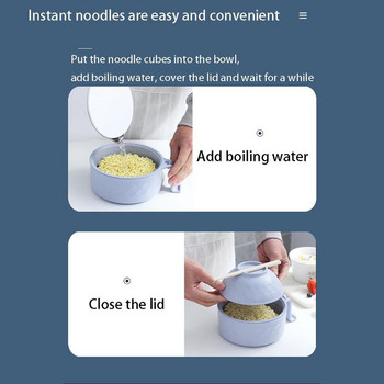 Микровълнова фурна Ramen Cooker Ramen Bowl Set Creative Instant Noodle Bowle Bamboo Fiber Drened Soup Set of Girls