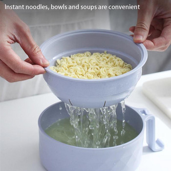 Микровълнова фурна Ramen Cooker Ramen Bowl Set Creative Instant Noodle Bowle Bamboo Fiber Drened Soup Set of Girls