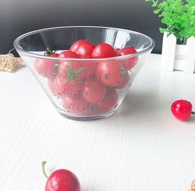 Japoniškos raidės prancūziškas stiklinis dubuo mažas šviežias buitinis didelis salotų dubuo Namų apyvokos reikmenys vaisių kepurės dubuo