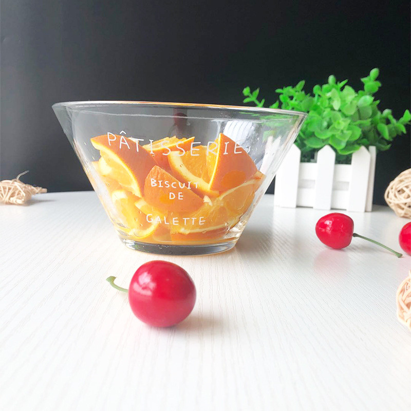 Japoniškos raidės prancūziškas stiklinis dubuo mažas šviežias buitinis didelis salotų dubuo Namų apyvokos reikmenys vaisių kepurės dubuo