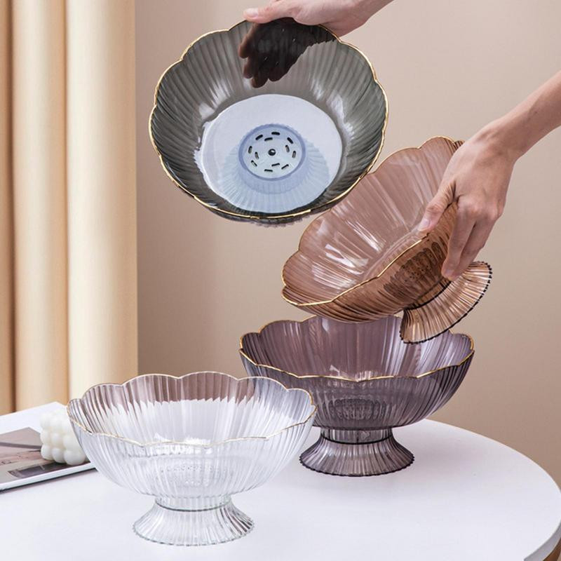 Moderna zdjela za voće Prozirni tanjur za pohranu za grickalice Ukrasni organizator za voće s otvorima za odvod Posuđe Kuhinjsko posuđe