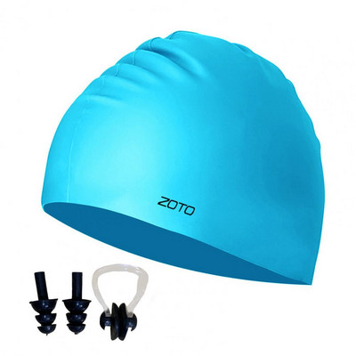 Plaukimo skrybėlių rinkinys 3D prigludęs ausų kištukų rinkinys Vienspalvis nuo užspringimo universalus plaukimo kepurė su ausies kištuku, nosies užsegimu