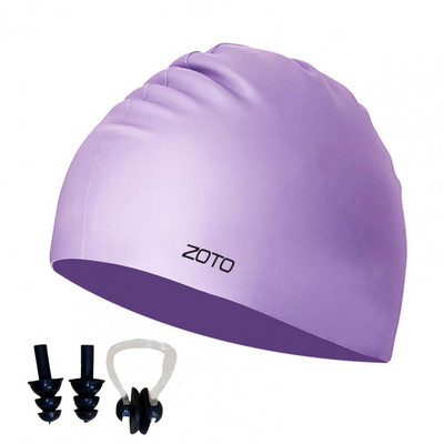 Plaukimo skrybėlių rinkinys 3D prigludęs ausų kištukų rinkinys Vienspalvis nuo užspringimo universalus plaukimo kepurė su ausies kištuku, nosies užsegimu