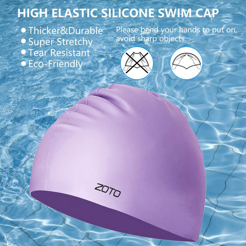 Plaukimo skrybėlių rinkinys 3D prigludęs ausų kištukų rinkinys Vienspalvis nuo užspringimo universalus plaukimo kepurė su ausies kištuku, nosies užsegimu