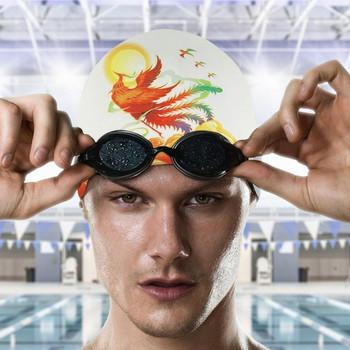 Водоустойчиви шапки за плуване Силиконови удобни шапки за баня за дълга къса коса Шапка за плувен басейн без бръчки в стил китайски печат