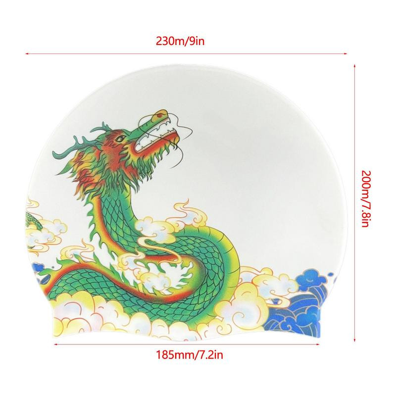 Veekindlad ujumismütsid silikoonist mugavad ujumismütsid pikkadele lühikestele juustele Hiina trükistiilis kortsudeta ujumisbasseini müts