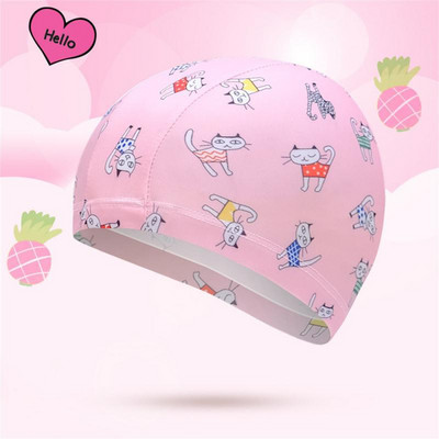 Riidest ujumismüts Laste sukeldumismüts Mugav hoiustamine Ujumismütsid Elastne ujumismüts Ujumis- ja kahlamisspordi multifilm