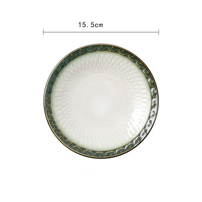 Žalia apvadu keraminė lėkštė Buitinė reljefinis vaisių diskas Popietės arbatos pyragas Užkandis Desertinis patiekalas Pusryčių duonos lėkštė