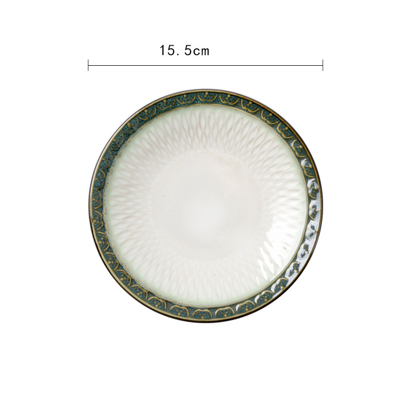Žalia apvadu keraminė lėkštė Buitinė reljefinis vaisių diskas Popietės arbatos pyragas Užkandis Desertinis patiekalas Pusryčių duonos lėkštė