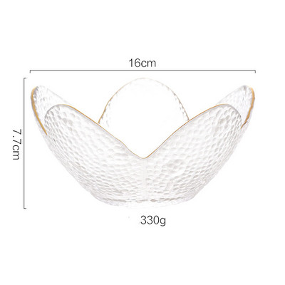 Nordijski ukrasi za dom Zlatni umetci Zdjele za suho voće Ukrasna kristalna staklena zdjela za voće Zdjela za desert Zdjela za salatu Zdjela za grickalice