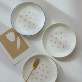 Kreatív kerek kerámiatál Egyszerű kis étkészlet Étterem Szálloda Háztartási Délutáni Tea Desszert Torta Gyümölcsételek