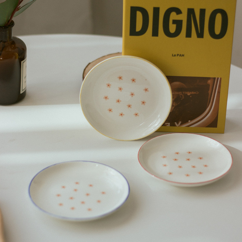 Kreatív kerek kerámiatál Egyszerű kis étkészlet Étterem Szálloda Háztartási Délutáni Tea Desszert Torta Gyümölcsételek