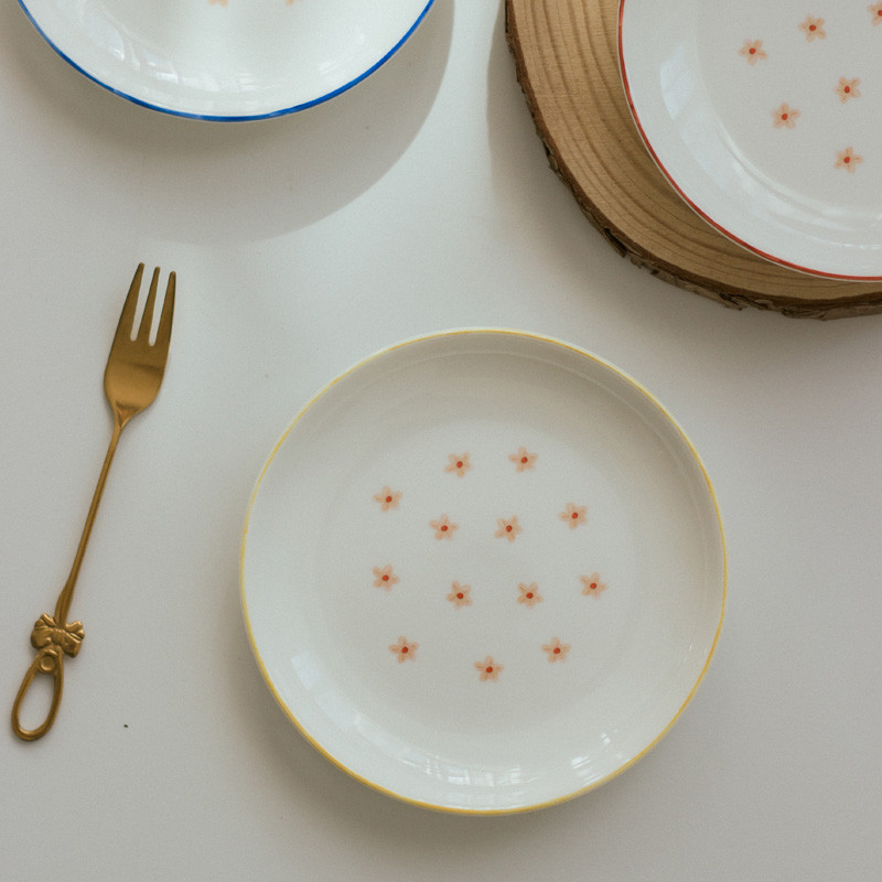 Kreatív kerek kerámiatál Egyszerű kis étkészlet Étterem Szálloda Háztartási Délutáni Tea Desszert Torta Gyümölcsételek