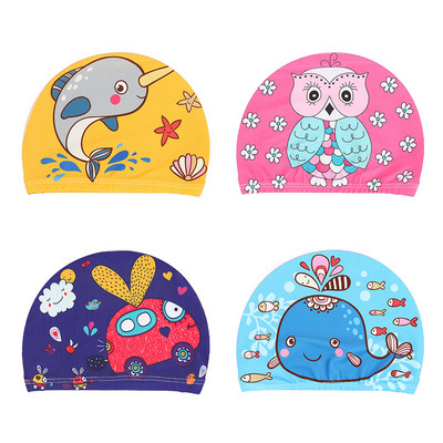 Κινούμενα σχέδια Animal Swimming Cap Παιδικό ελαστικό ύφασμα Cute Kids Protect Ears Swim Pool Καπέλο για αγόρια κορίτσια υφασμάτινα αξεσουάρ κολύμβησης