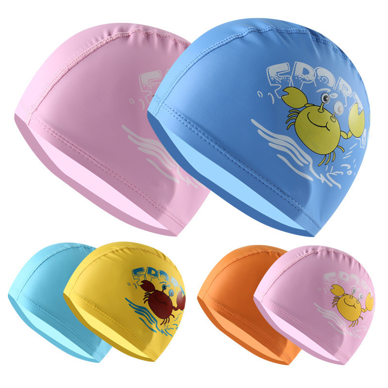 Animacinių filmų gyvūnų plaukimo kepuraitė vaikams Elastinis audinys Mielas vaikams Apsaugo ausis Baseinas Skrybėlė berniukams Mergaitėms Audiniai plaukimo priedai