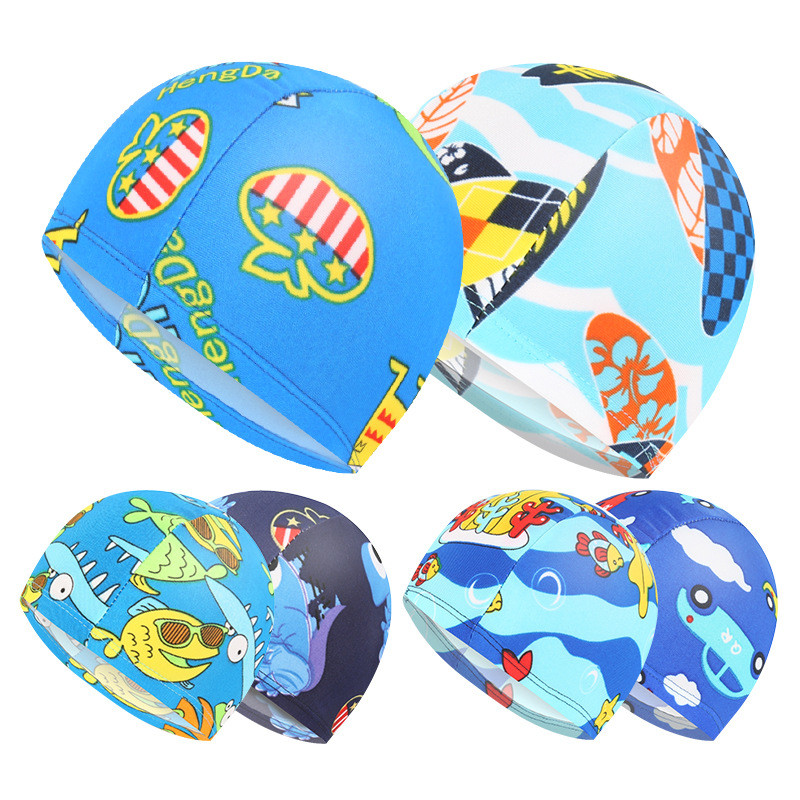 Animacinių filmų gyvūnų plaukimo kepuraitė vaikams Elastinis audinys Mielas vaikams Apsaugo ausis Baseinas Skrybėlė berniukams Mergaitėms Audiniai plaukimo priedai