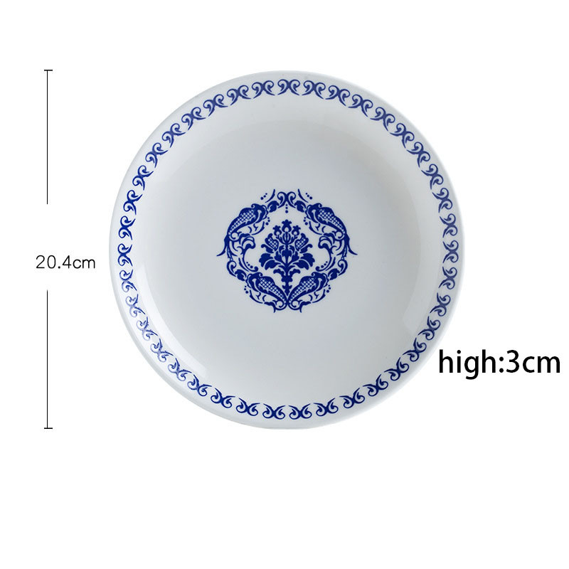 Kūrybinė keraminė lėkštė mėlynai balti porcelianiniai viešbučio vakarienės rinkiniai Lėkštės ir indai Europietiškas namų svetainė Vaisių salotų patiekalas