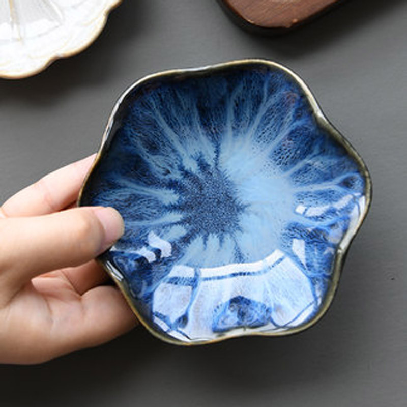 FANCITY Japoniškų garstyčių prieskonių indų krosnis, pasukta lotoso keramika, maži kopūstai drugeliai, buitinė karšto puodo mirkymo acto indas