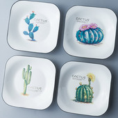 1 tk Kandiline keraamiline taldrik Keraamiline õhtusöögikomplekt Portselanist magustoidutaldrik praad salat suupiste koogitaldrikud Lauanõud Kaktuse kandiline roog