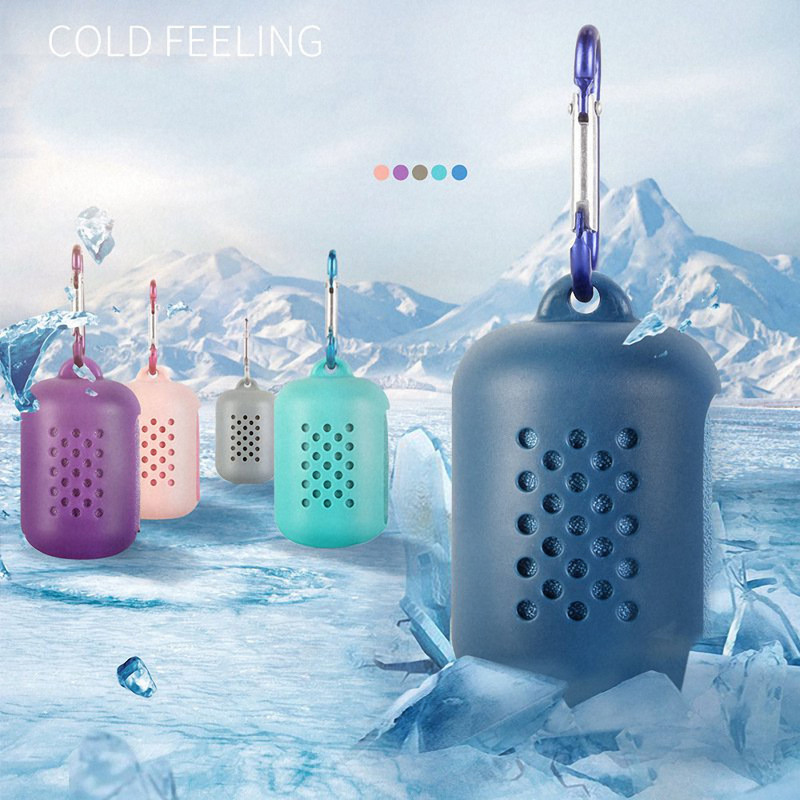 1 vnt vasarinis ledinis šilko rankšluostis Sportinis momentinis vėsinantis ledinis rankšluostis, nešiojamas lauko kelionių fitneso bėgimo plaukimo rankšluosčių silikoninis krepšys