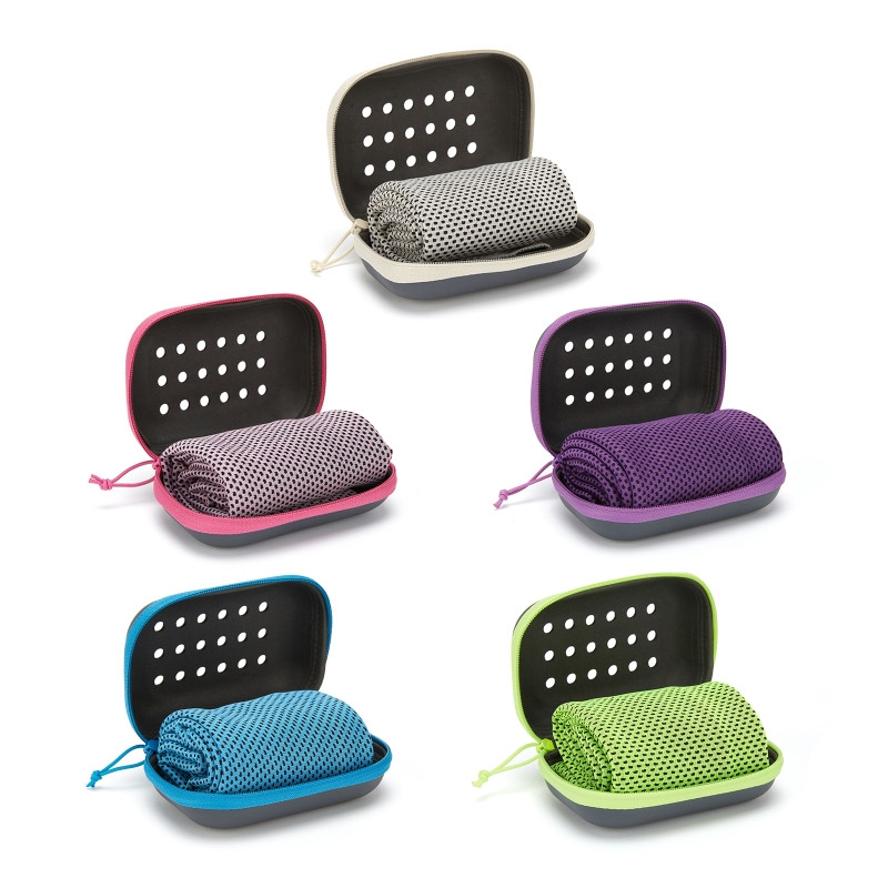 Πετσέτα ψύξης γρήγορου στεγνώματος Μαλακή αναπνέουσα ψυχρή πετσέτα απορρόφησης ιδρώτα με κουτί αποθήκευσης Sports Running Yoga Gym Club