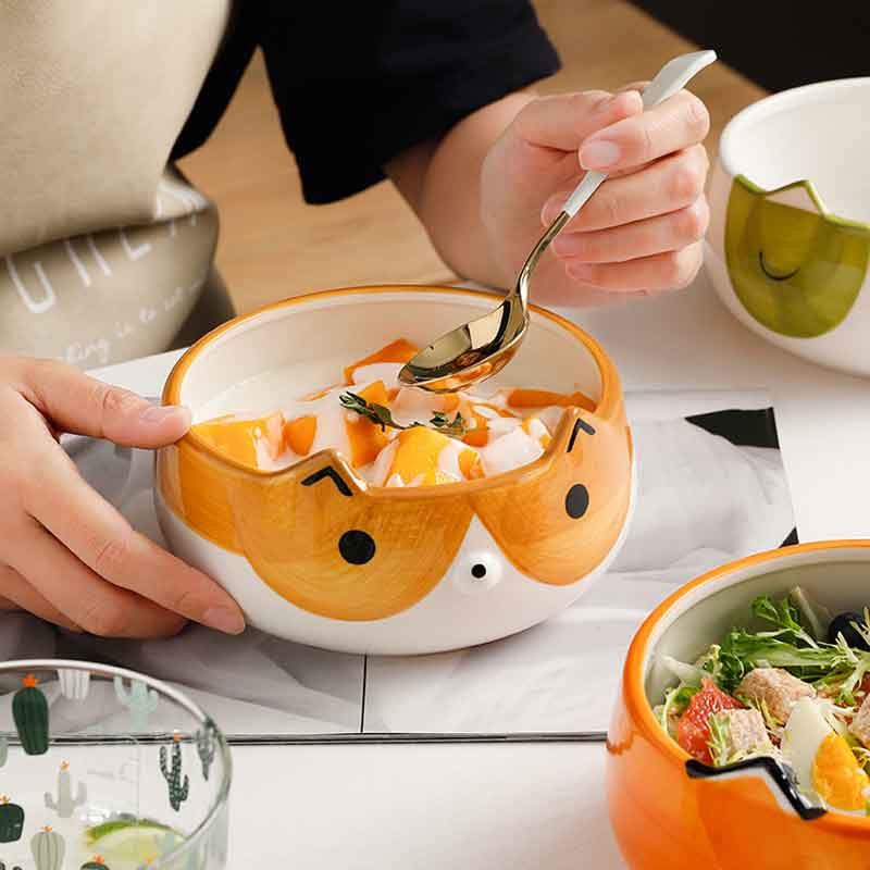 Creative Underglaze keraamiline käsitsi maalitud rebane kassi koerakausid armas loomakauss salati jaoks puuvilja-nuudli riisisupp lastele lauanõud