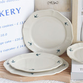 Μπριζόλα Κεραμικός δίσκος Egetable Plate Swallow Plate Πιάτο γλυκού Γιαπωνέζικου στυλ Ζωγραφισμένο στο χέρι Relief Plate Retro Household