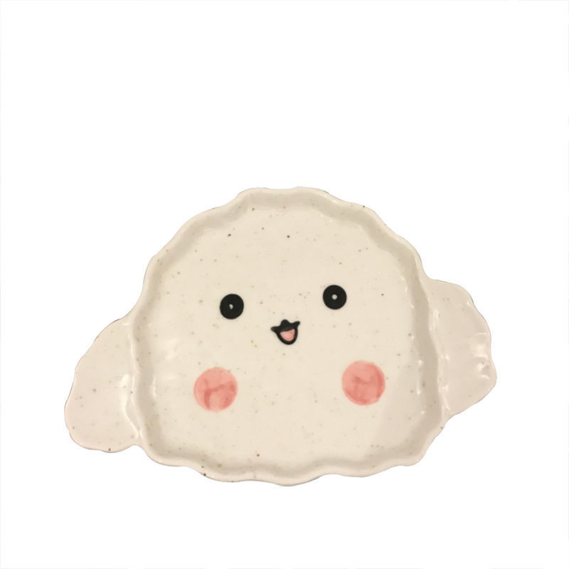 Juokingi lėkštės, kūrybingi nišų dizainai, keraminės lėkštės, mieli animacinių filmų buitiniai desertai, vaisiai