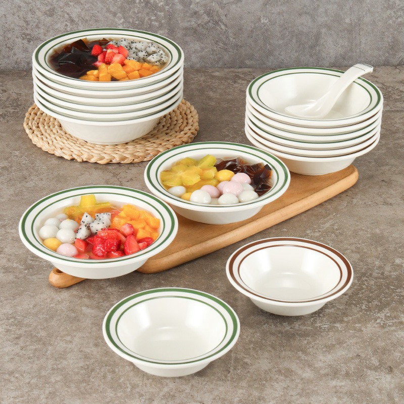 Honkongo stiliaus melamino desertinis dubuo sutirštintas plastikinis dubuo su cukrumi Įvairių dydžių kūrybingi ryžių dubenys rameno dubenys Virtuvės stalo įrankiai Įrankiai