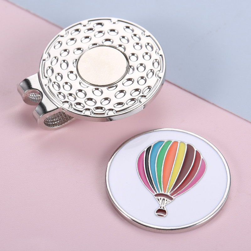 1 vnt 24 mm nuimamas karšto oro baliono rašto golfo žymeklis su magnetiniu dangtelio segtuku vyrams, moterims, golfo žaidėjams, dovanų golfo kepurės segtukų priedai